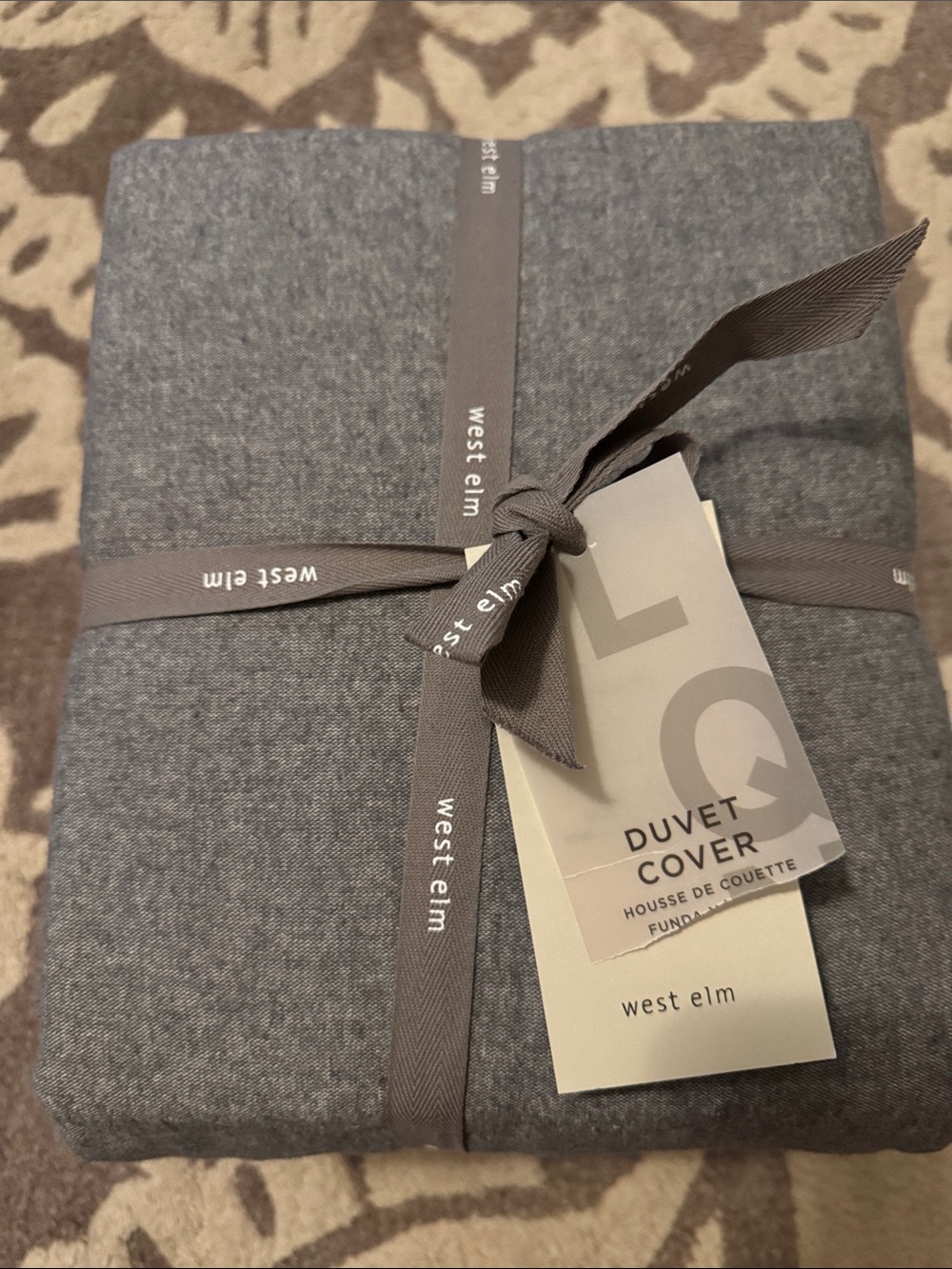 NEW WEST ELM Flannel Duvet Cover in Grey, Full/Queen